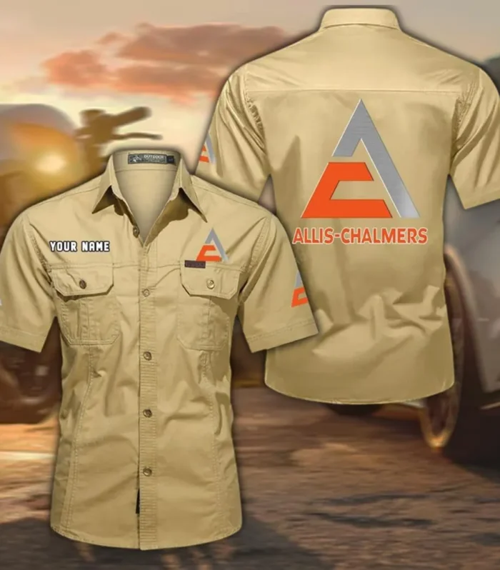 Farming Vehicle Exclusive Logo Short Sleeved Shirt, Gift For Farming Vehicle Lovers CAR444 - Khaki