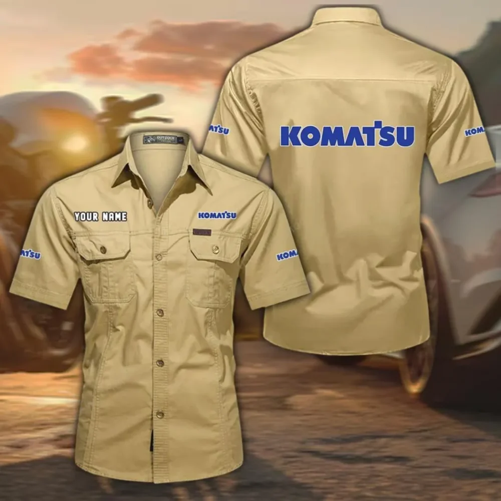 Construction Beast Exclusive Logo Short Sleeved Shirt, Gift For Construction Beast Enthusiasts CAR444 - Khaki