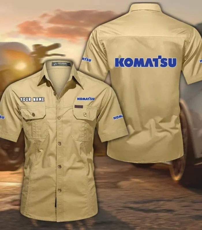 Construction Beast Exclusive Logo Short Sleeved Shirt, Gift For Construction Beast Enthusiasts CAR444 - Khaki