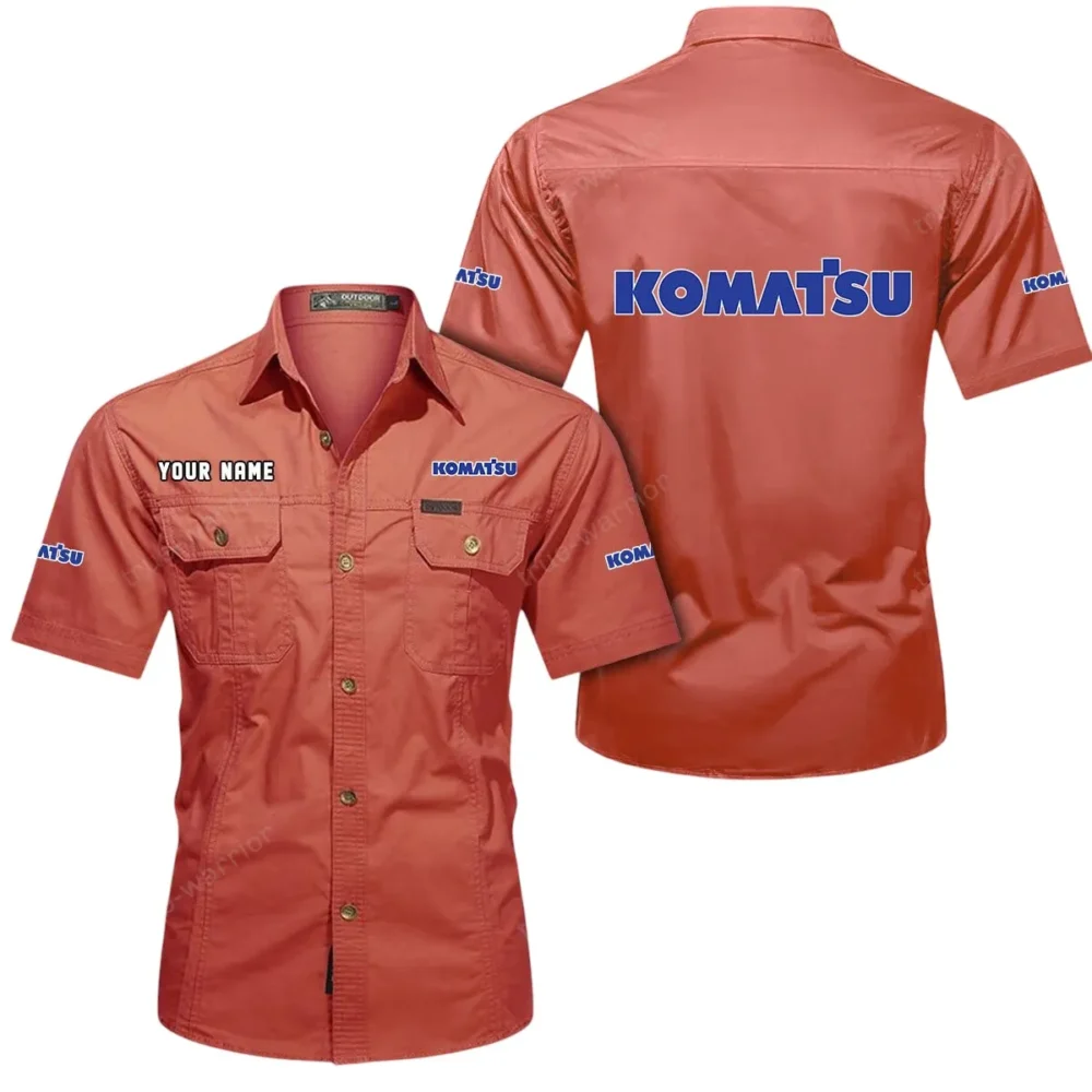Earth Mover Exclusive Logo Short Sleeved Shirt, Gift For Earth Mover Enthusiasts CAR444 - Red - Image 2