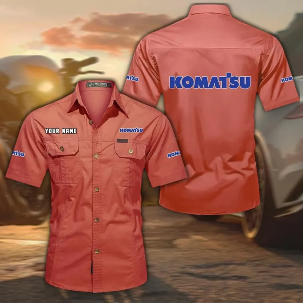 Earth Mover Exclusive Logo Short Sleeved Shirt, Gift For Earth Mover Enthusiasts CAR444 - Red