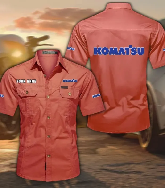 Earth Mover Exclusive Logo Short Sleeved Shirt, Gift For Earth Mover Enthusiasts CAR444 - Red