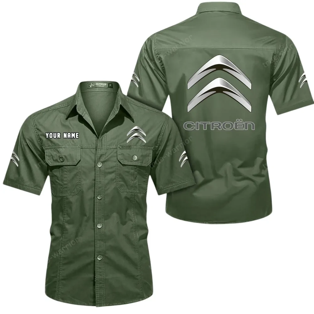 European Car Exclusive Logo Short Sleeved Shirt, Gift For European Car Enthusiasts CAR444 - Army Green - Image 2