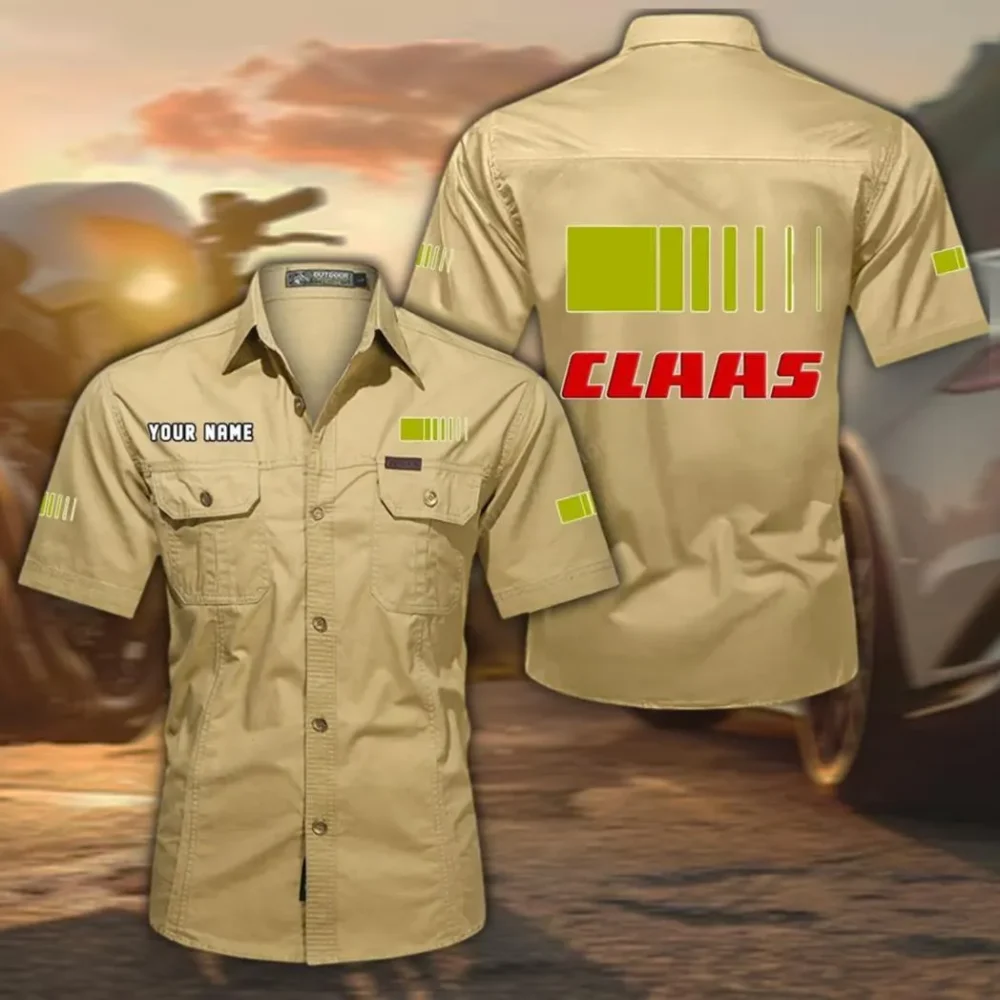 Agro Machine Exclusive Logo Short Sleeved Shirt, Gift For Agro Machine Lovers CAR444 - Khaki