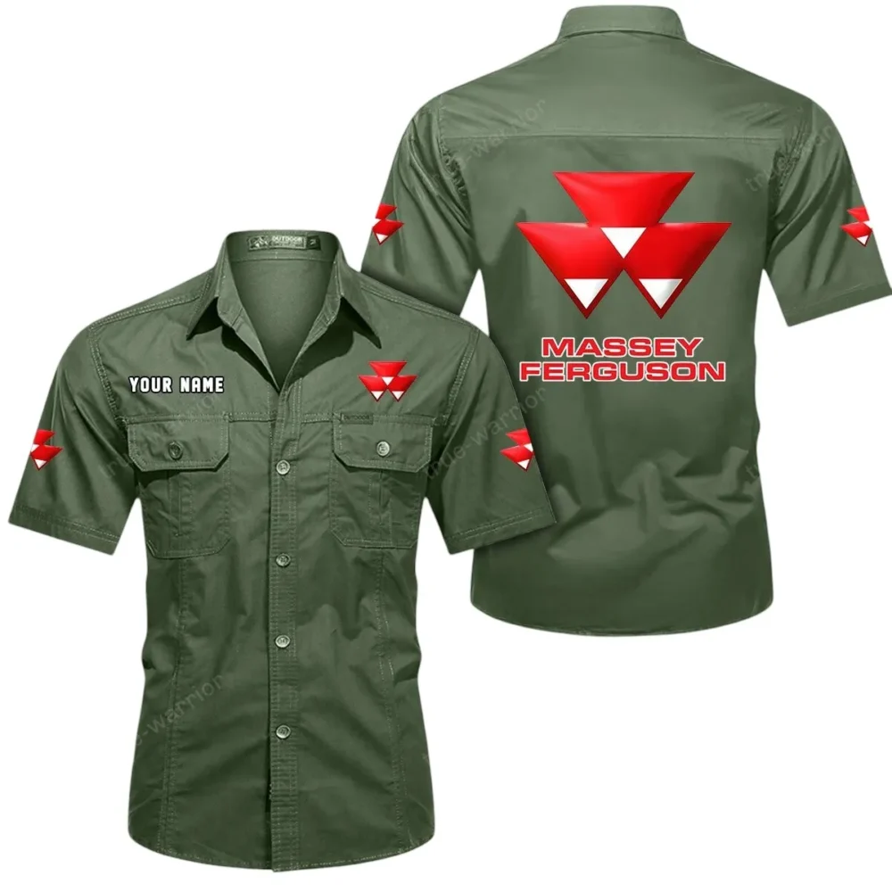 Farmstrong Tractors Exclusive Logo Short Sleeved Shirt, Gift For Farmstrong Tractors Lovers CAR444 - Army Green - Image 2