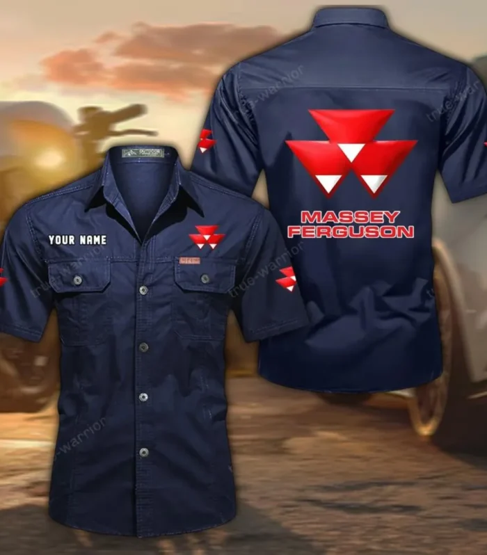 Fieldmaster Tractors Exclusive Logo Short Sleeved Shirt, Gift For Fieldmaster Tractors Enthusiasts CAR444 - Dark Blue
