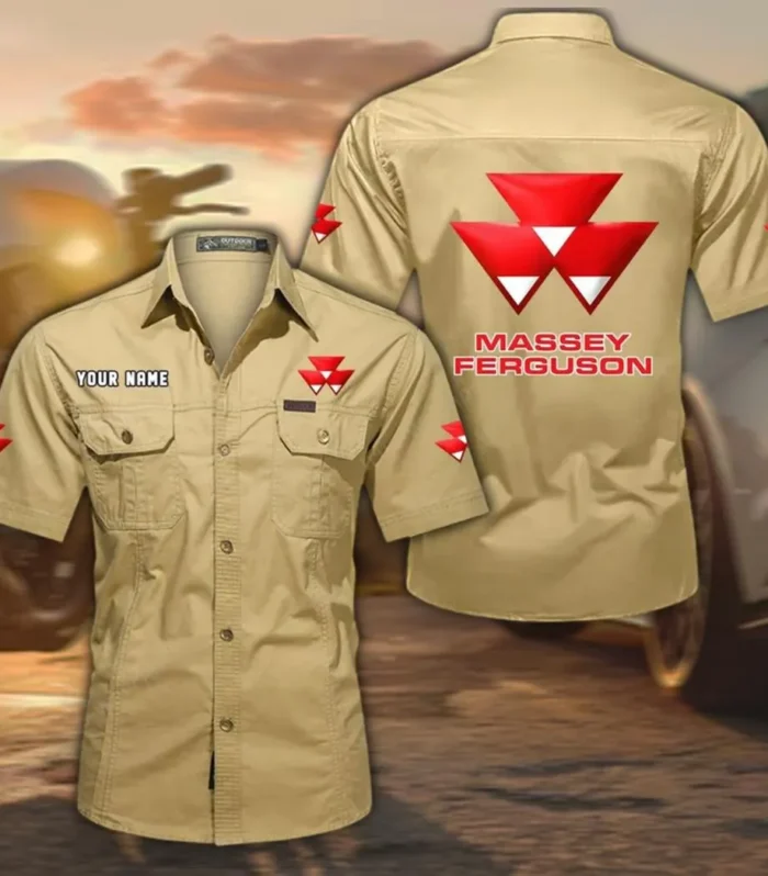 Farmstead Workhorses Exclusive Logo Short Sleeved Shirt, Gift For Farmstead Workhorses Enthusiasts CAR444 - Khaki