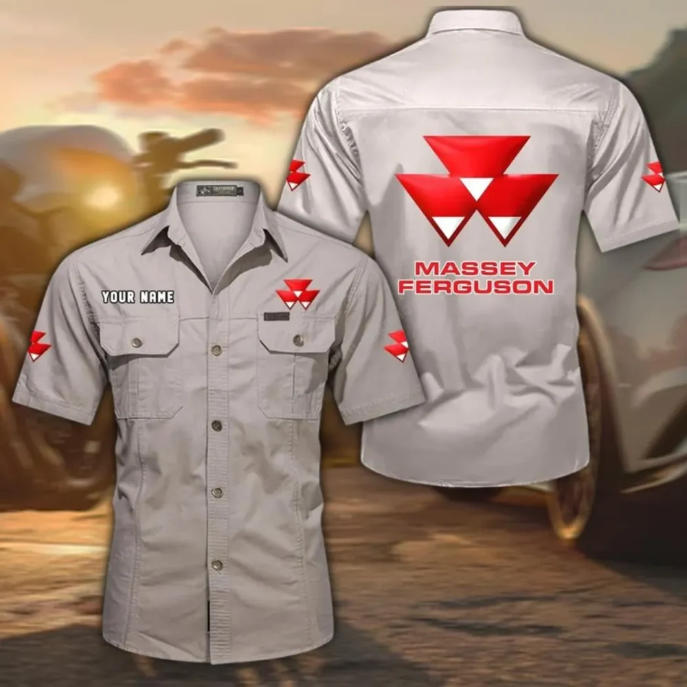 Agrititan Machinery Exclusive Logo Short Sleeved Shirt, Gift For Agrititan Machinery Enthusiasts CAR444 - Beige