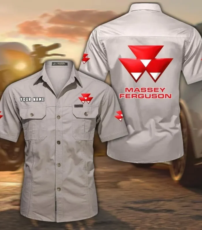 Agrititan Machinery Exclusive Logo Short Sleeved Shirt, Gift For Agrititan Machinery Enthusiasts CAR444 - Beige