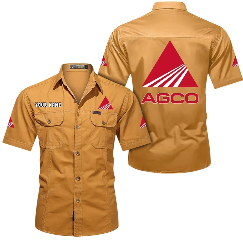 AgroWork Vehicles Exclusive Logo Short Sleeved Shirt, Gift For AgroWork Vehicles Enthusiasts CAR444 - Turmeric - Image 2
