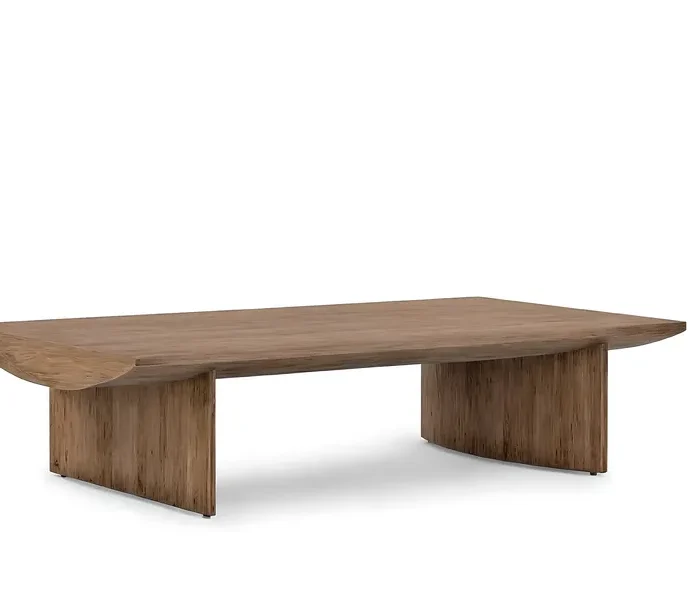 Coffee Table Solid Wood Crescent Curved Modern