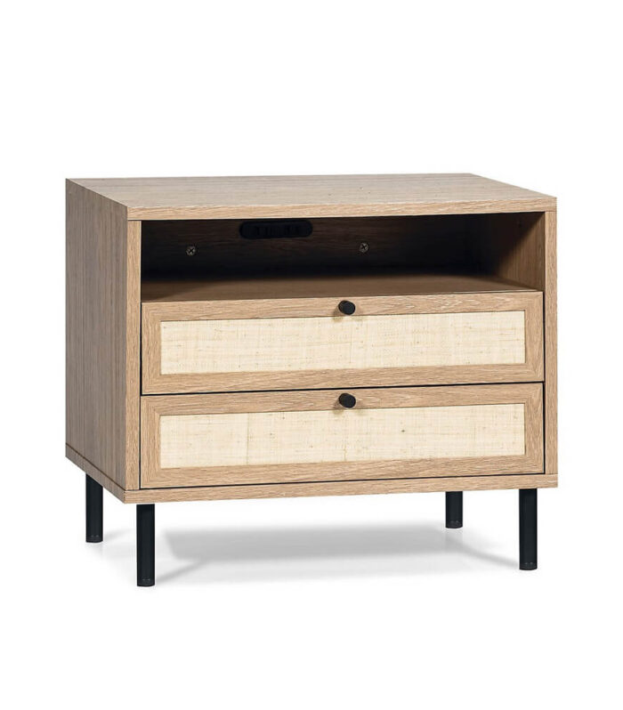 Night Side Table Mila 2 Drawer Open Shelf